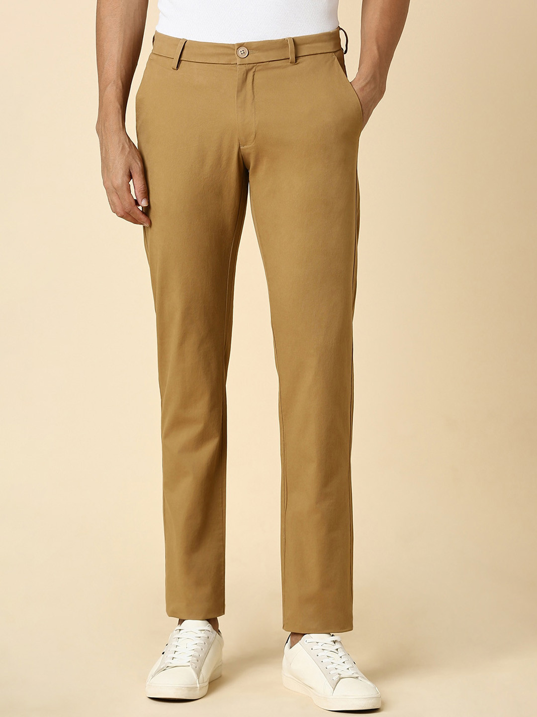 

Allen Solly Men Slim Fit Mid-Rise Cotton Chinos Trousers, Brown