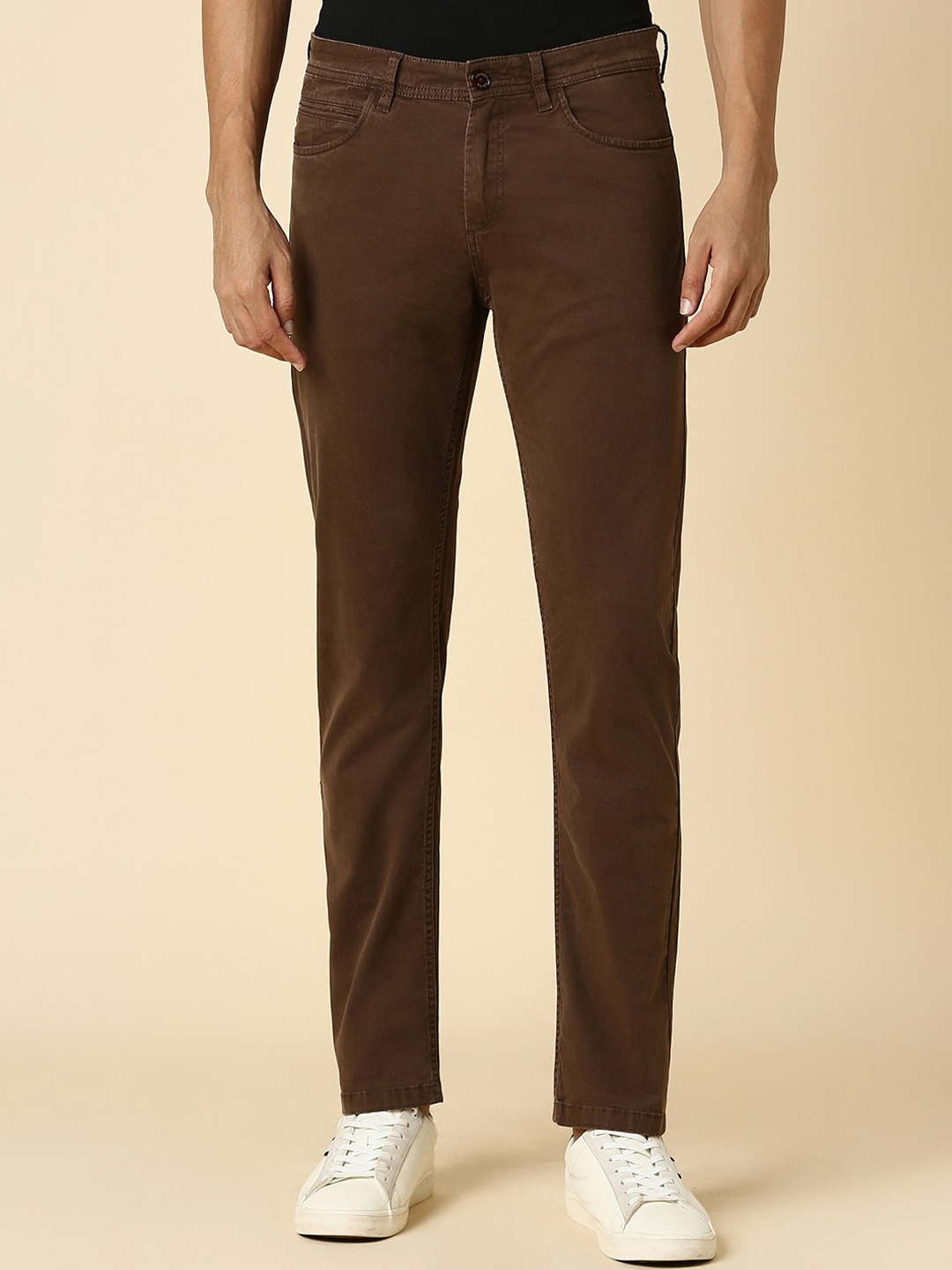 

Allen Solly Men Slim Fit Mid-Rise Cotton Chinos Trousers, Brown