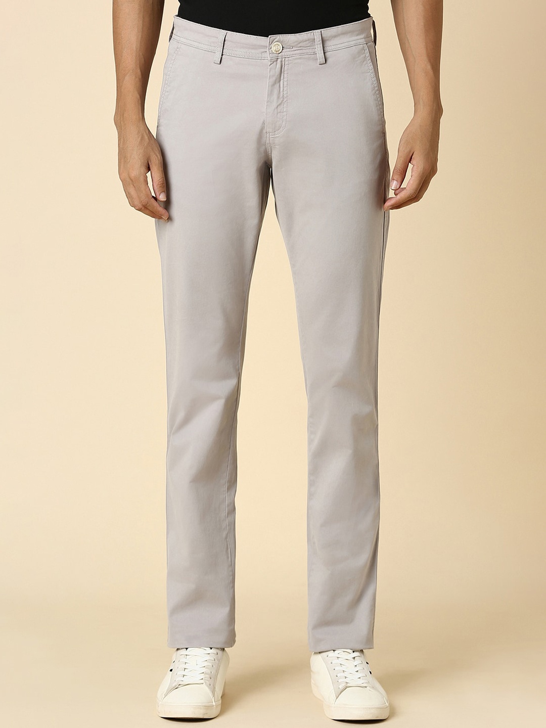 

Allen Solly Men Slim Fit Mid-Rise Cotton Regular Trousers, Grey