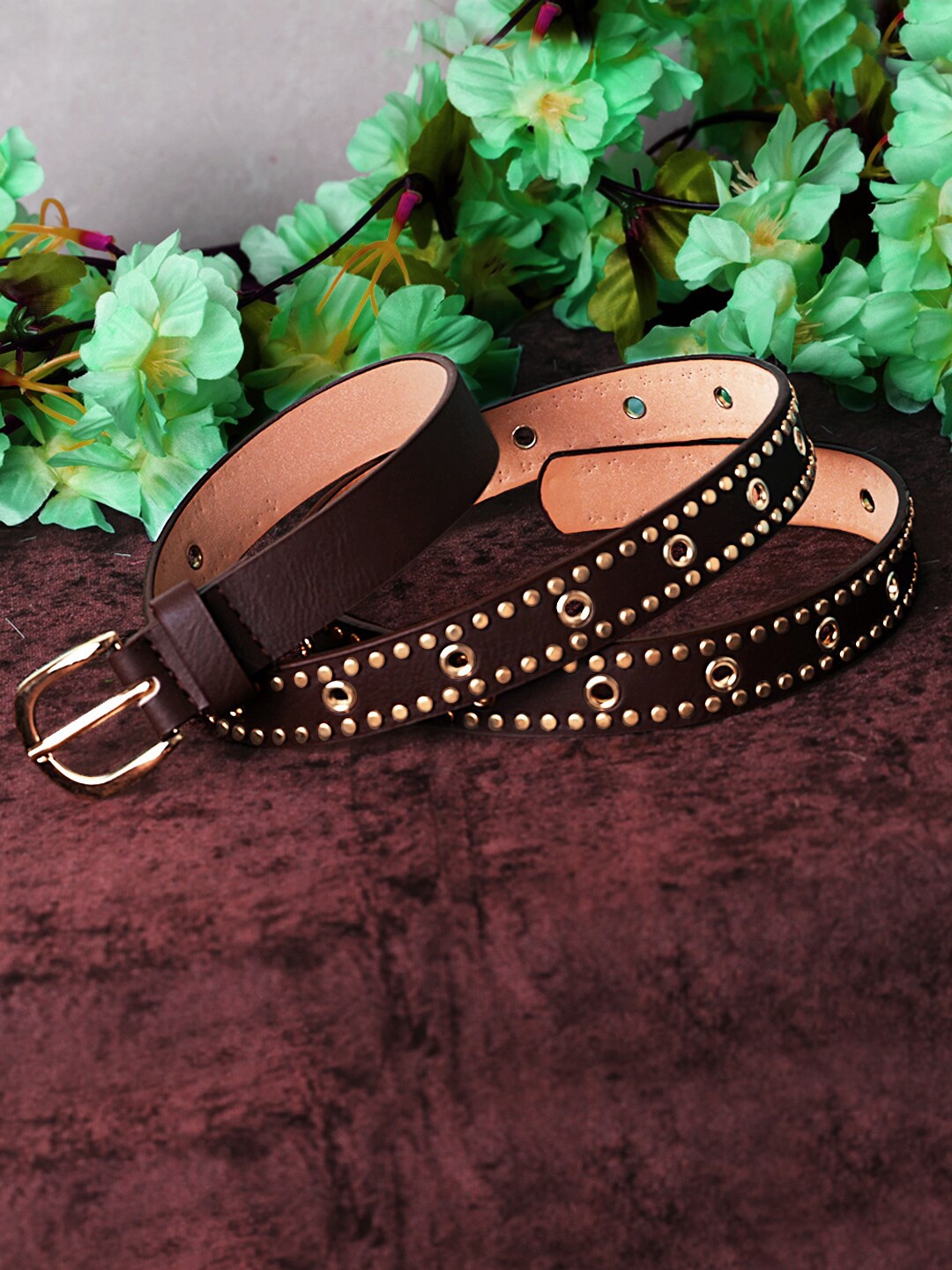 

Swiss Design Women Textured Belt, Brown