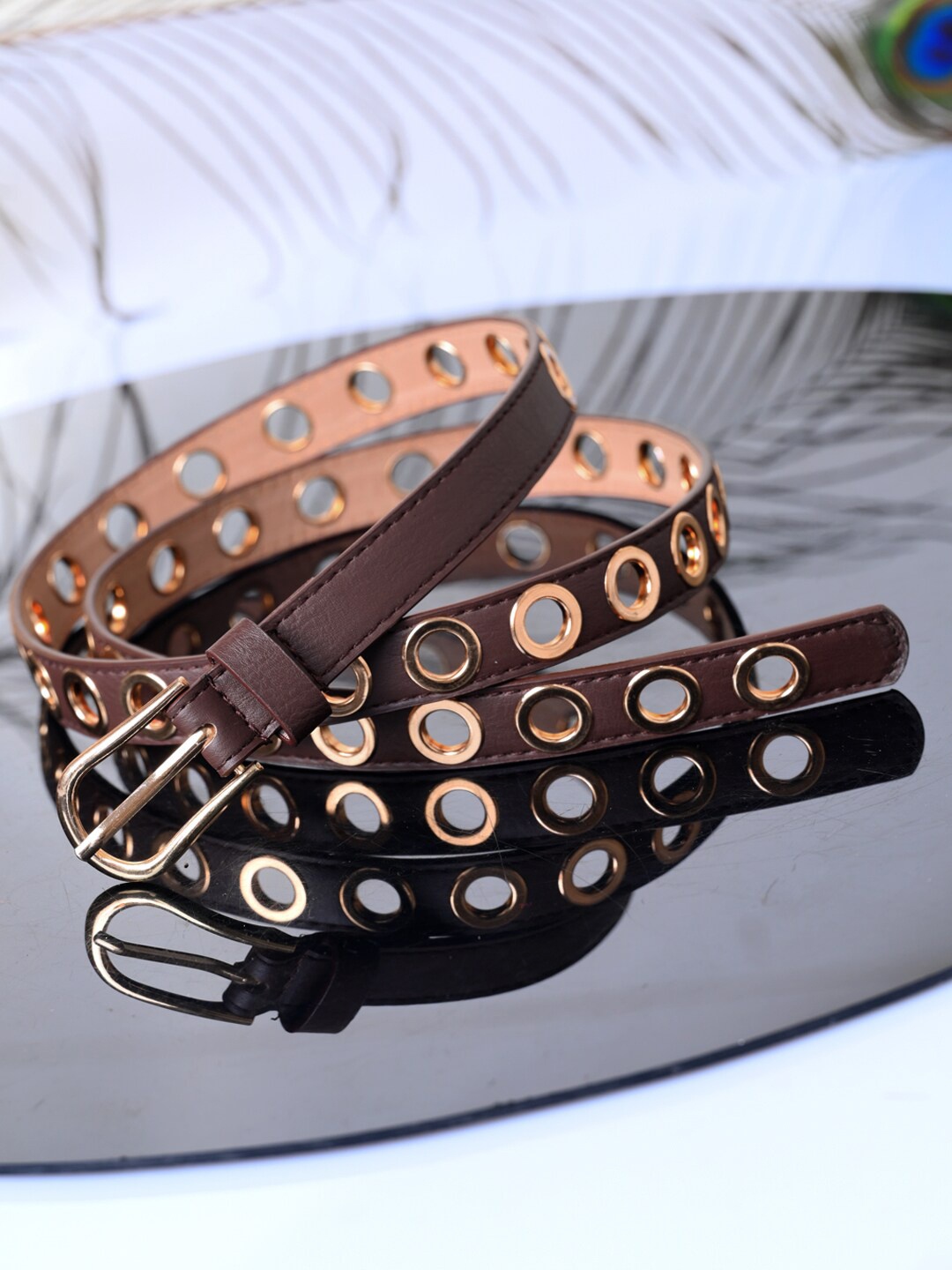 

Swiss Design Women Textured Belt, Brown