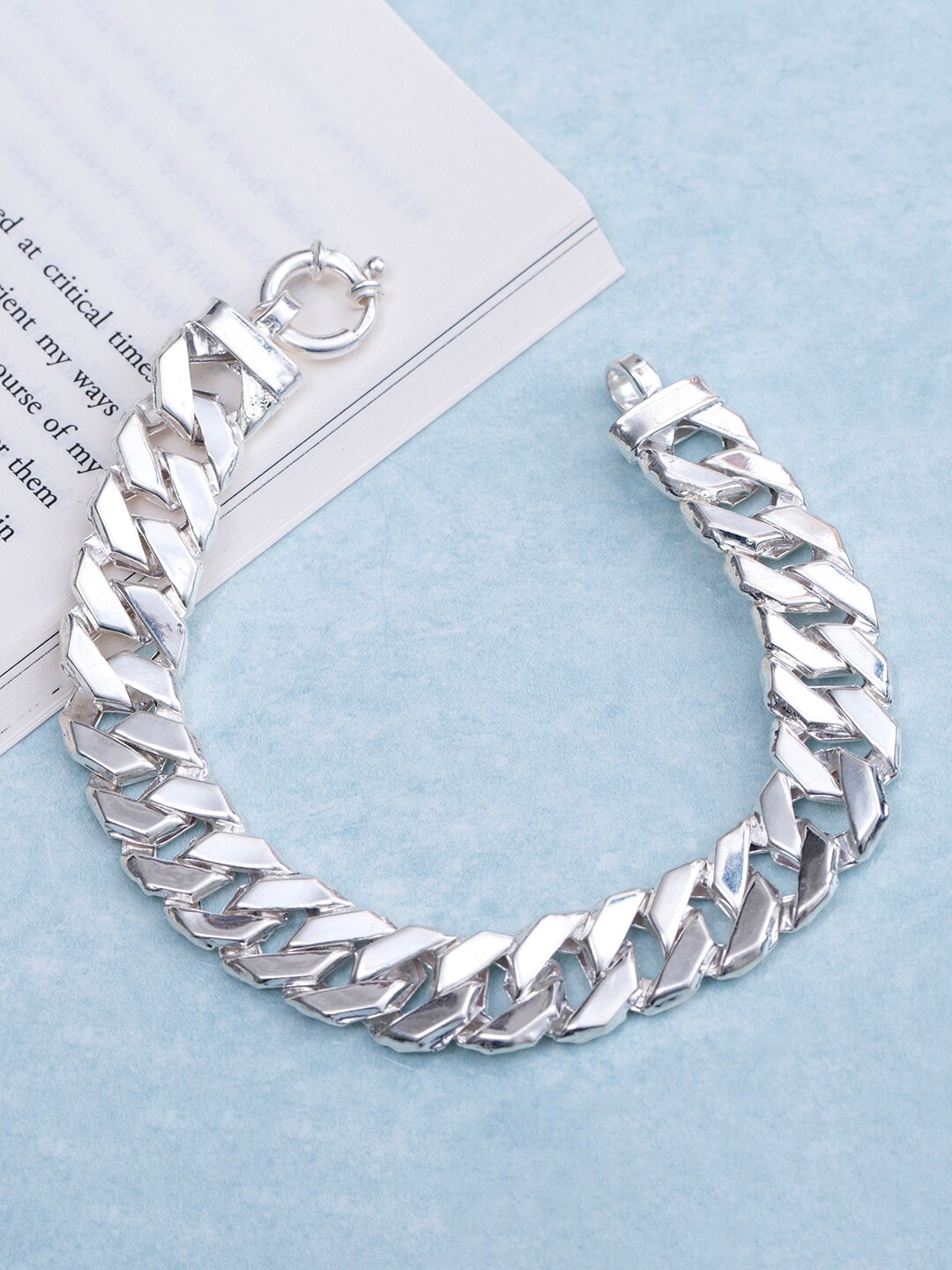 

Zavya Men 925 Pure Silver Rhodium-Plated Link Bracelet