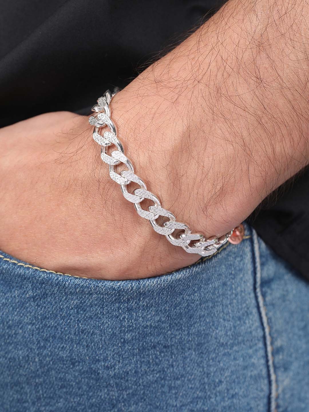 

Zavya Men 925 Pure Silver Rhodium-Plated Link Bracelet