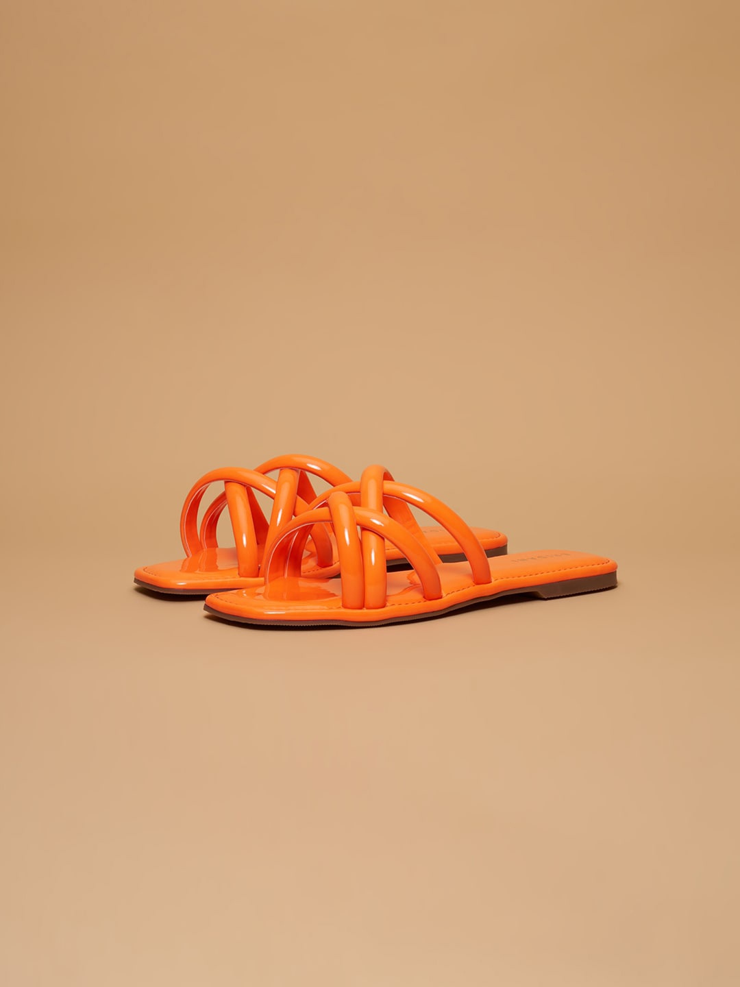 

ERIDANI Aperol Patent Slip-On Flats, Orange
