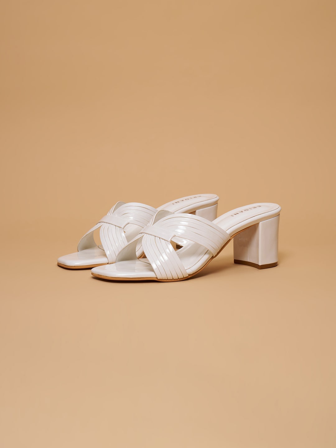 

ERIDANI Strappyt Open Toe Block Heels, White