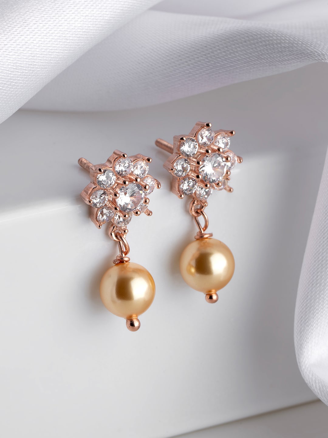 

Zavya 925 Pure Sterling Silver Rose Gold-Plated Contemporary Drop Earrings