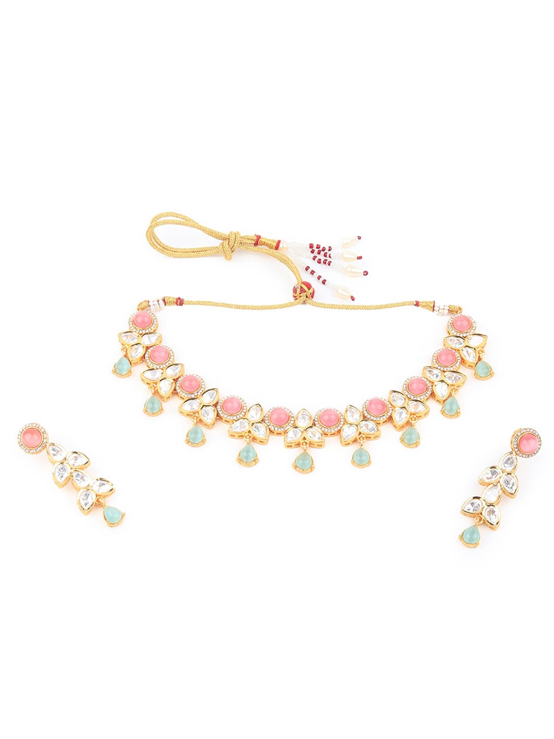 

Odette Gold Plated & Stone Studded Necklace & Earrings