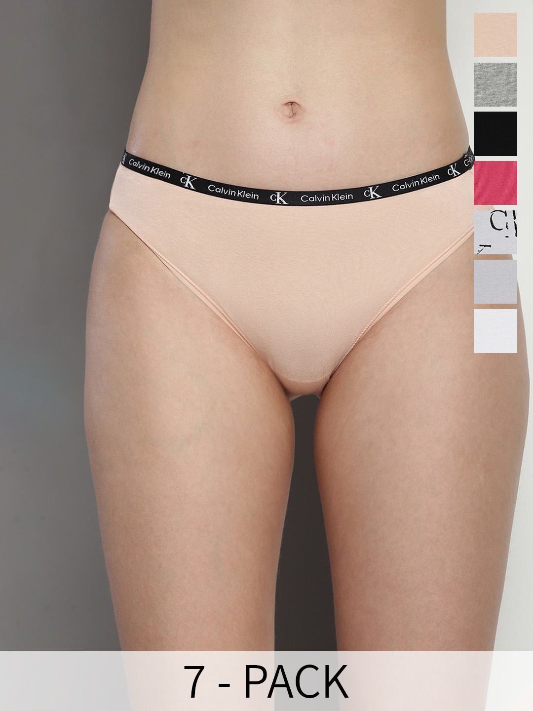 

Calvin Klein Pack Of 7 Cotton Mid-Rise Bikini Briefs, Grey