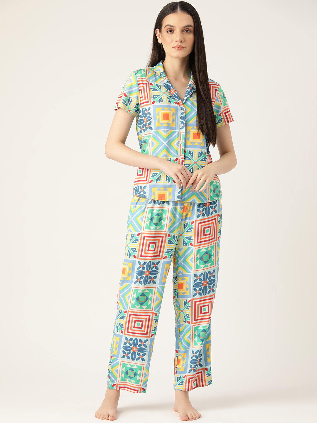 

ETC Women Abstract Printed Night suit, Multi