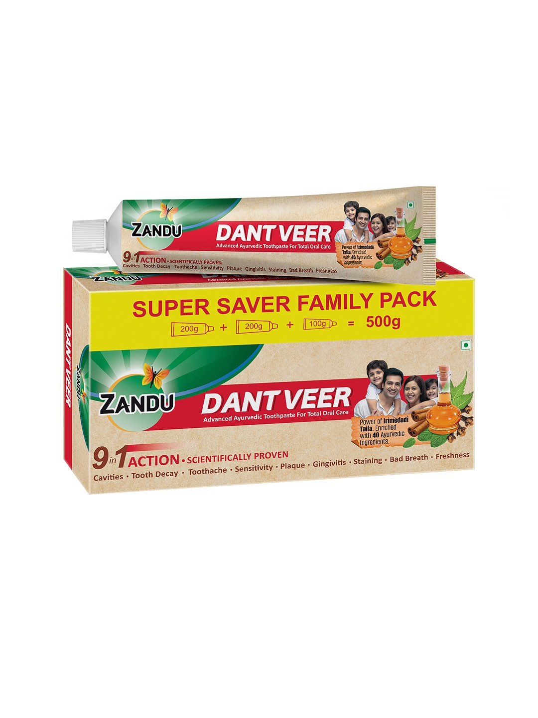 

ZANDU 3 pcs Dant Veer Advanced Ayurvedic Toothpaste - 500 g, Brown