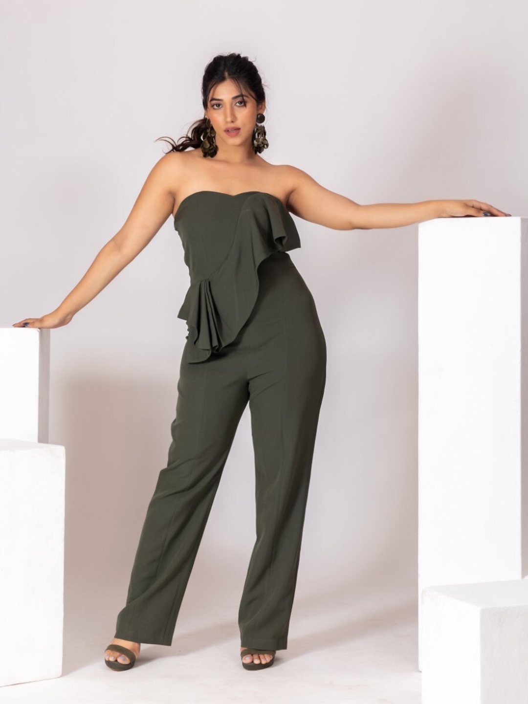 

HOUSE OF MIRA Strapless Basic Jumpsuit, Green