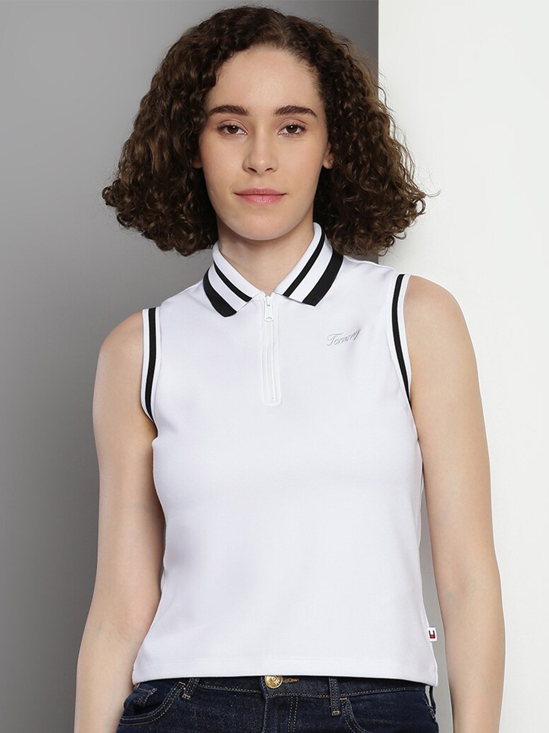 

Tommy Hilfiger Polo Collar Sleeveless Slim Fit T-shirt, White
