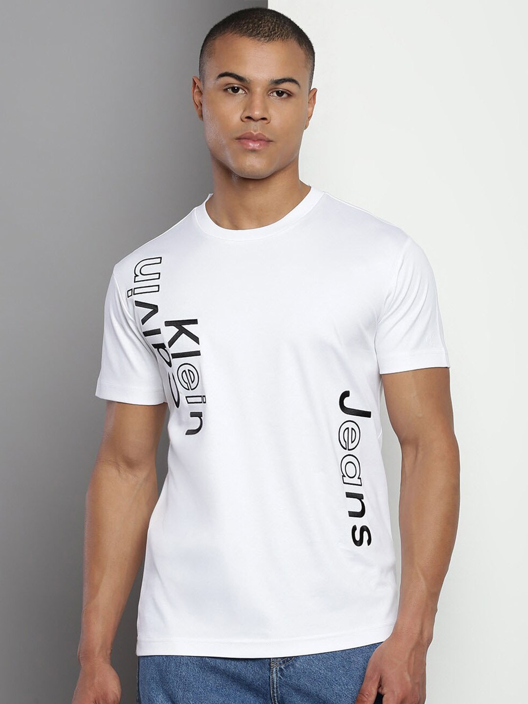 

Calvin Klein Typography Printed Cotton Slim Fit T-shirt, White