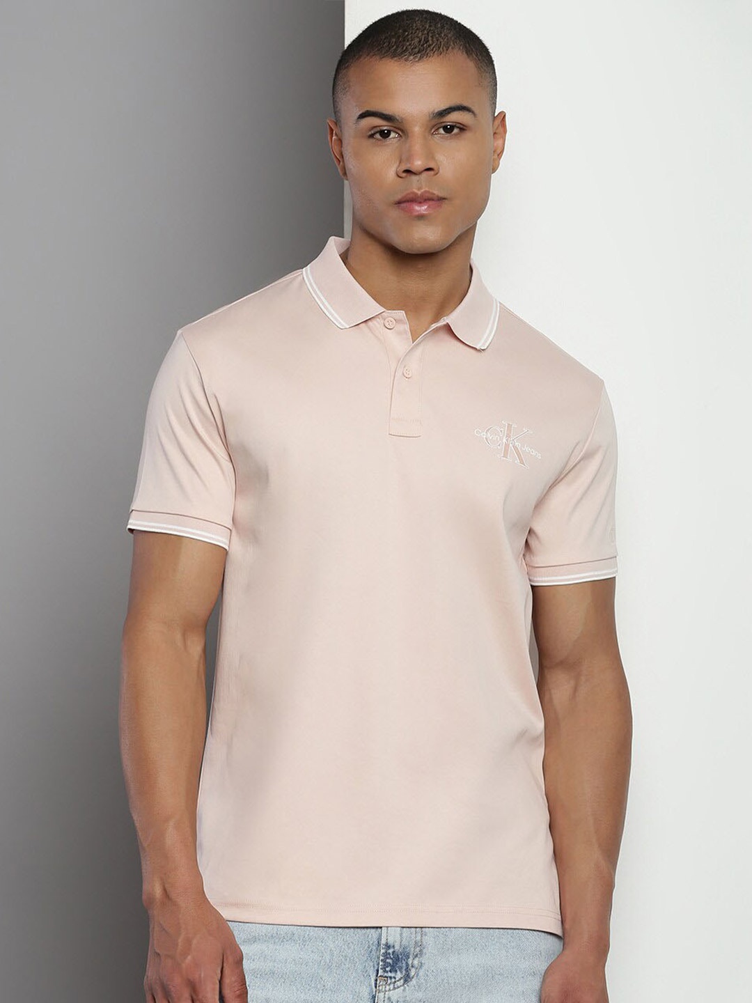 

Calvin Klein Polo Collar Cotton T-shirt, Peach