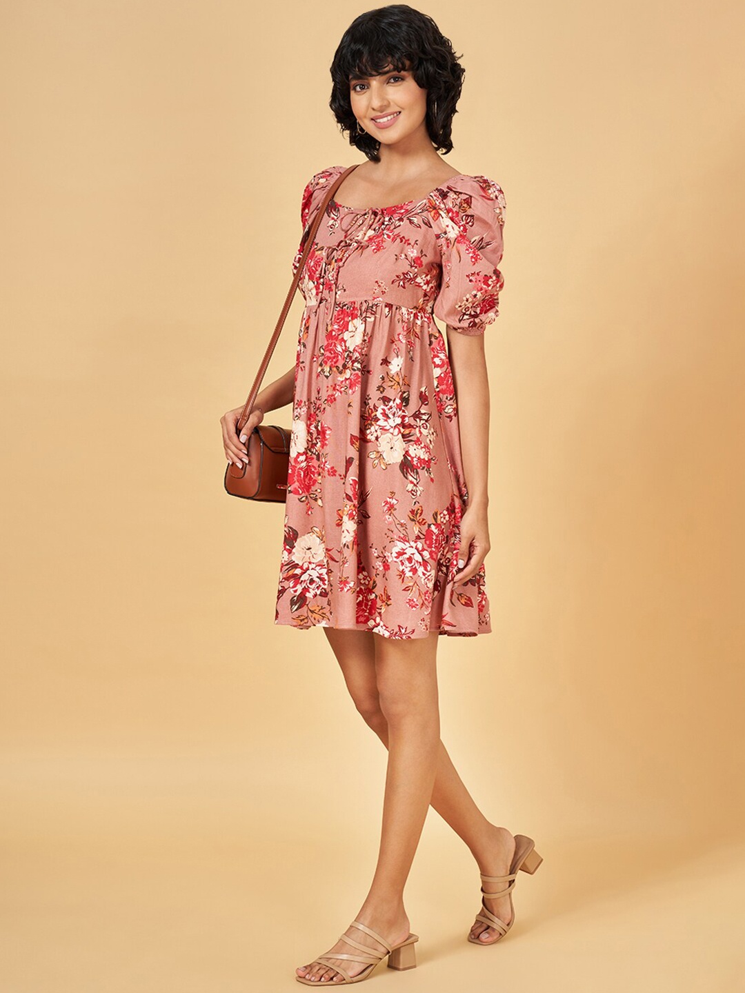 

Honey by Pantaloons Floral Printed Fit & Flare Dress, Rust