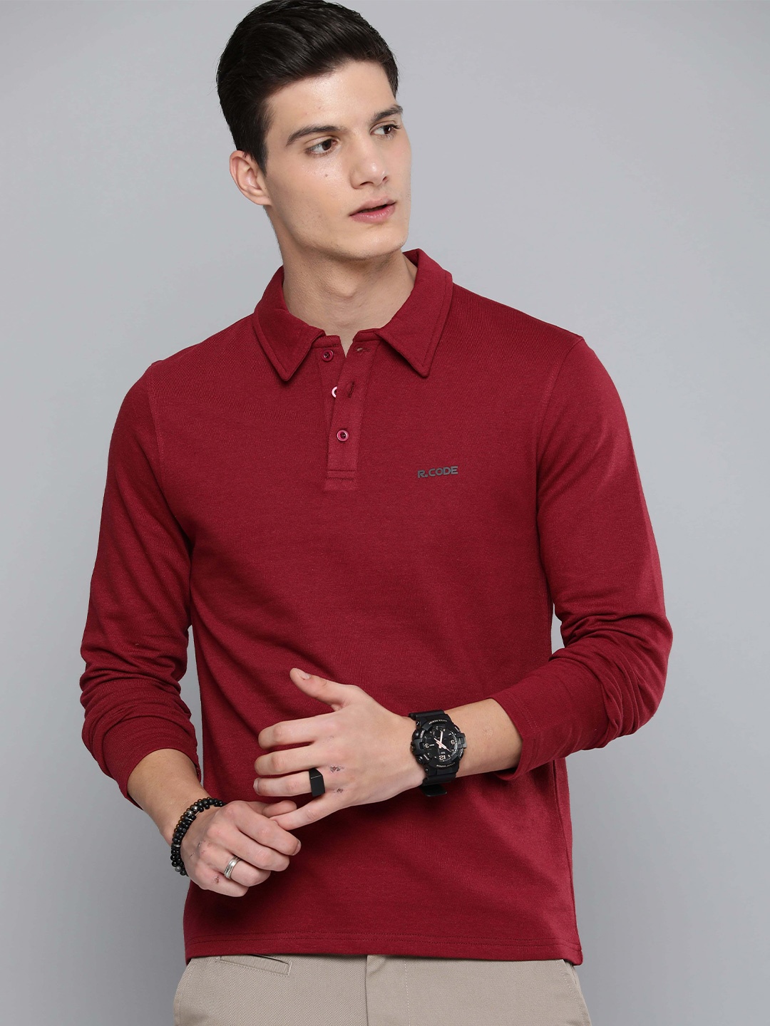 

R.Code by The Roadster Life Co. Long Sleeve Oversized Pullover, Burgundy