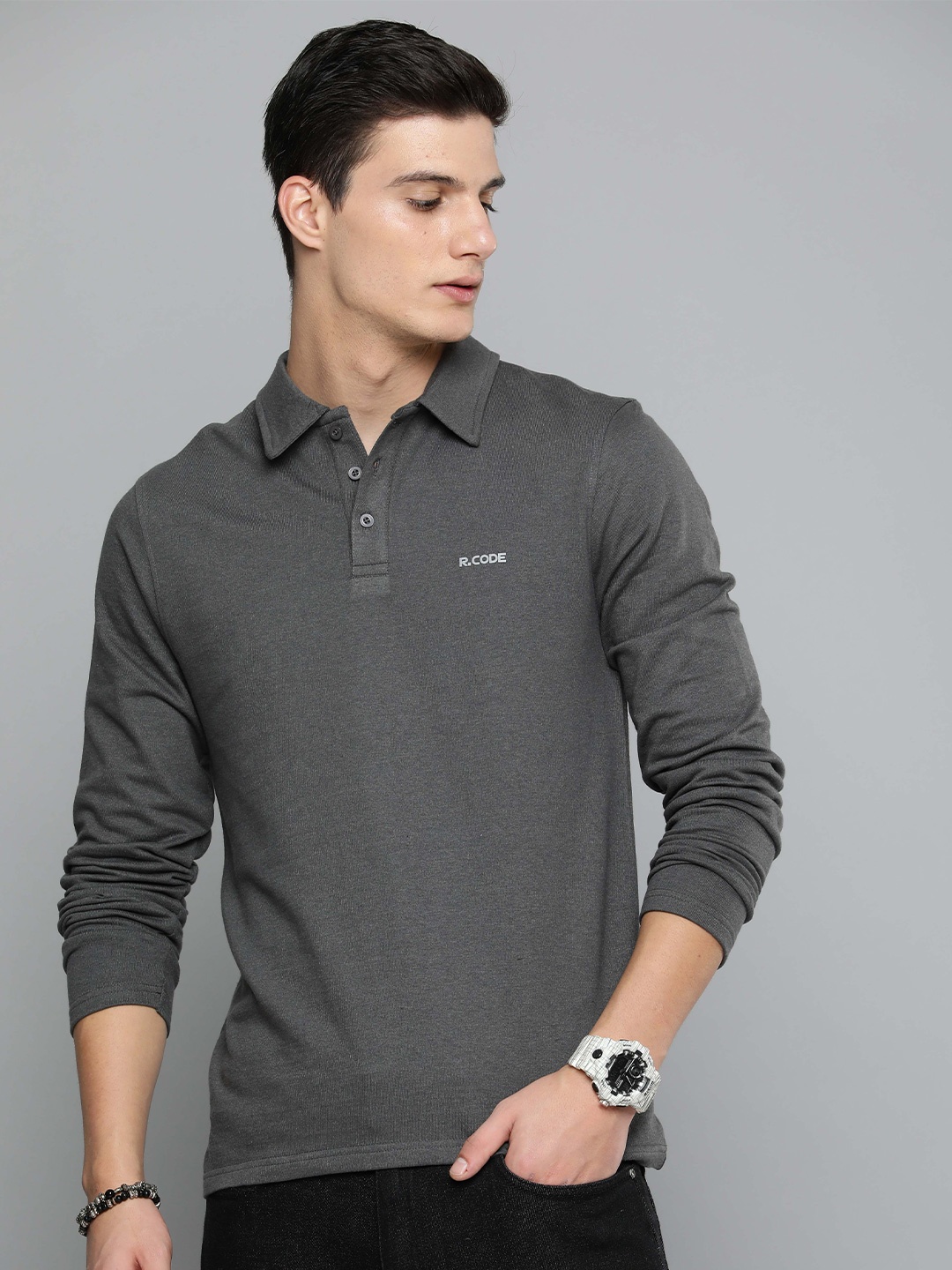 

R.Code by The Roadster Life Co. Long Sleeve Oversized Pullover, Steel