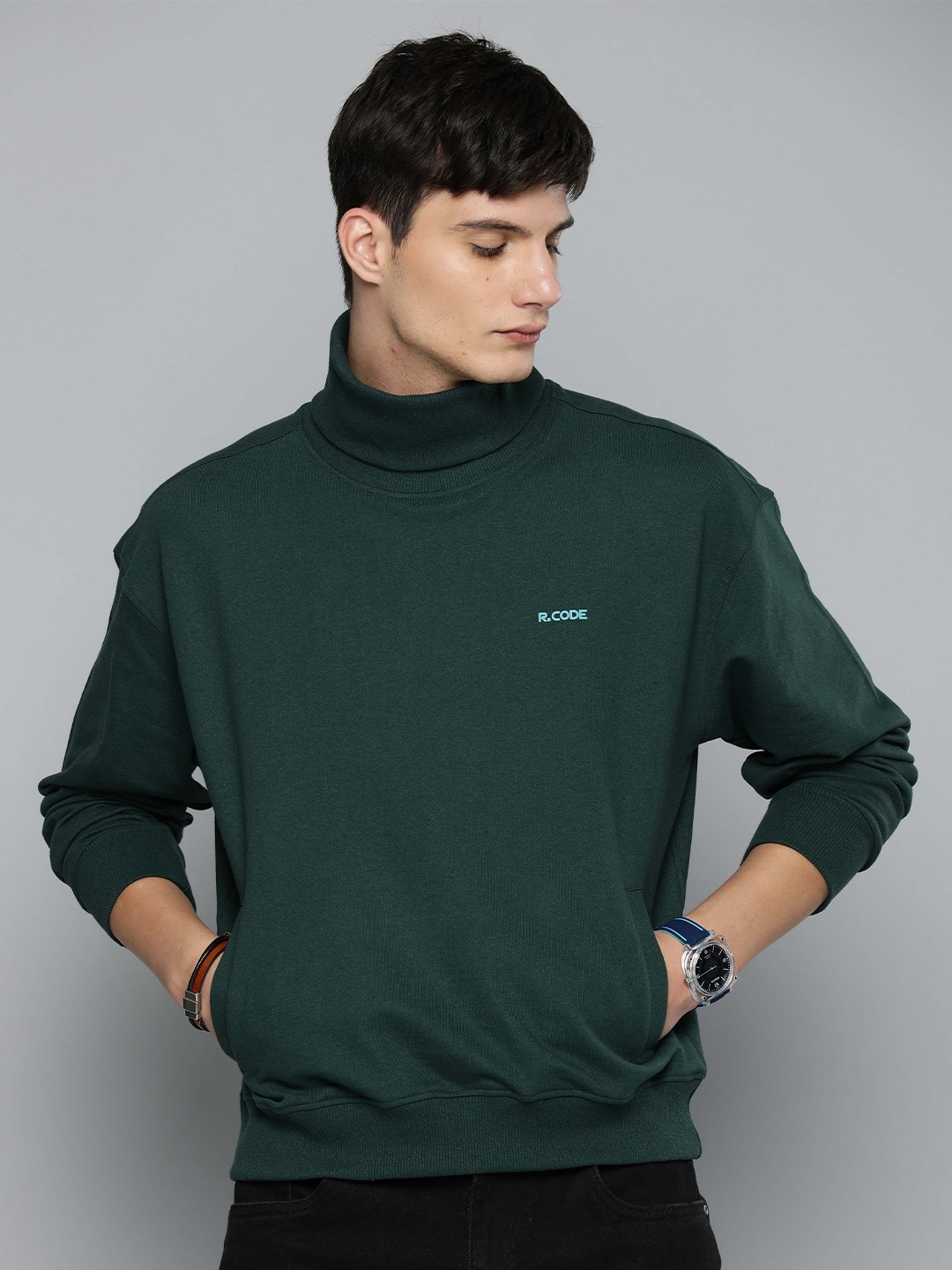 

R.Code by The Roadster Life Co. Long Sleeve Oversized Pullover, Green