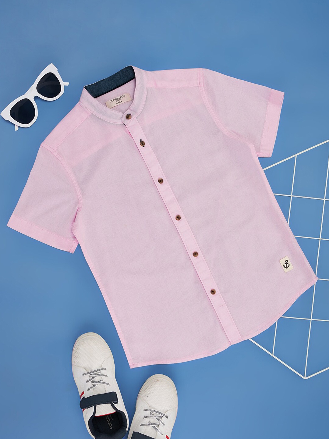 

Pantaloons Junior Boys Cotton Mandarin Collar Short Sleeves Casual Shirt, Pink