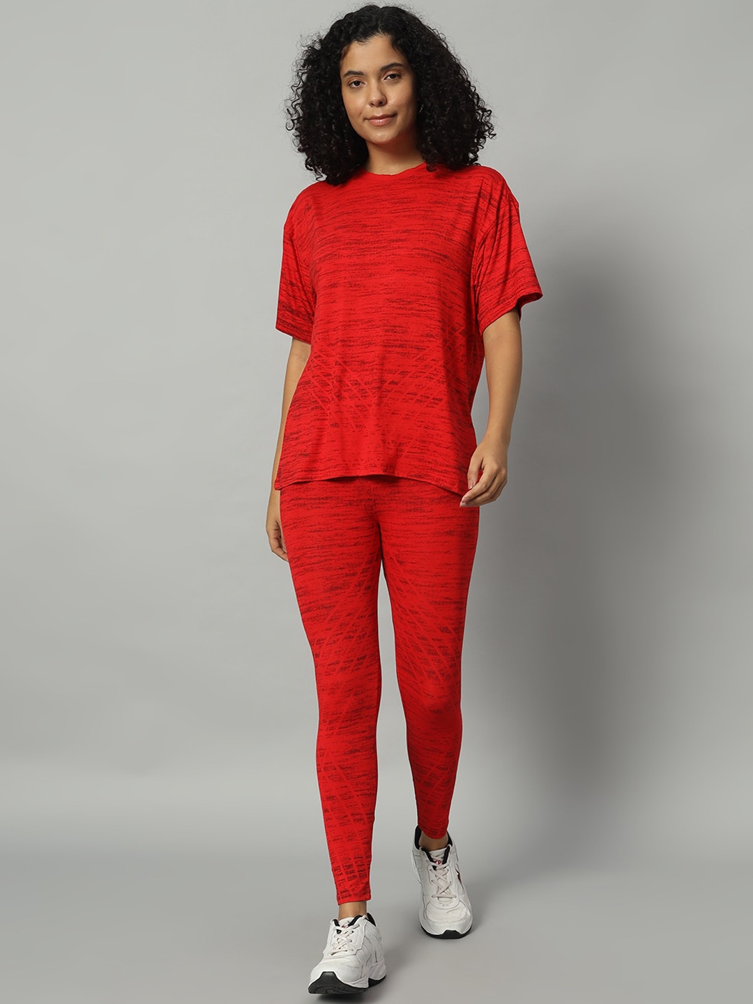 

NEWD Printed Top & Leggings Sports Co-Ords, Red