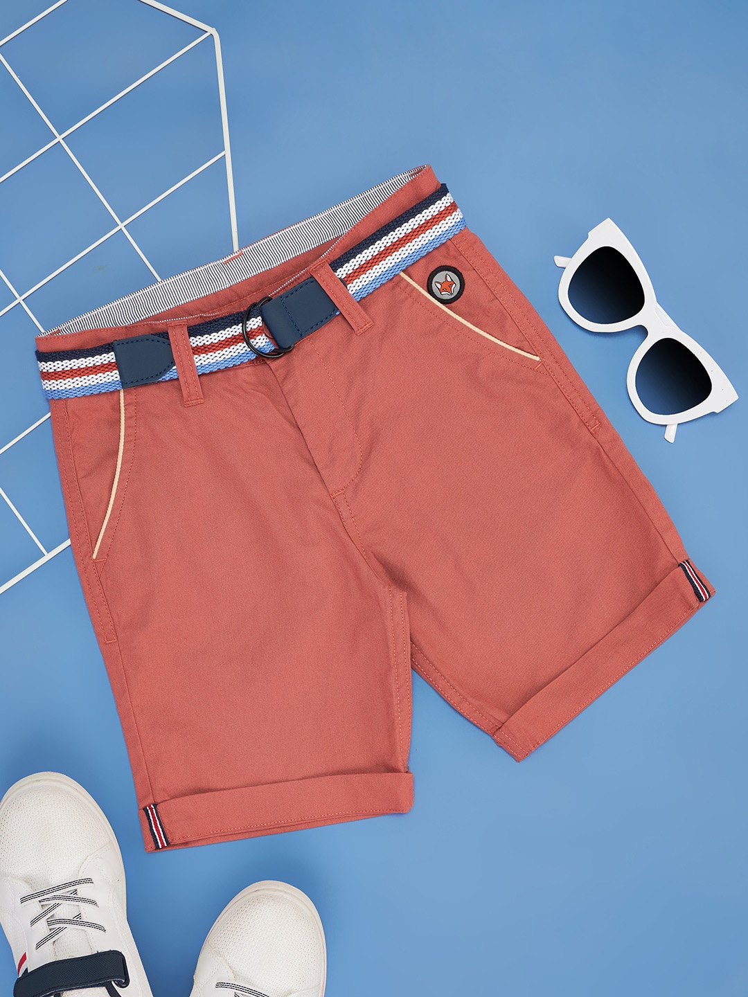 

Pantaloons Junior Boys Mid-Rise Chino Shorts, Red