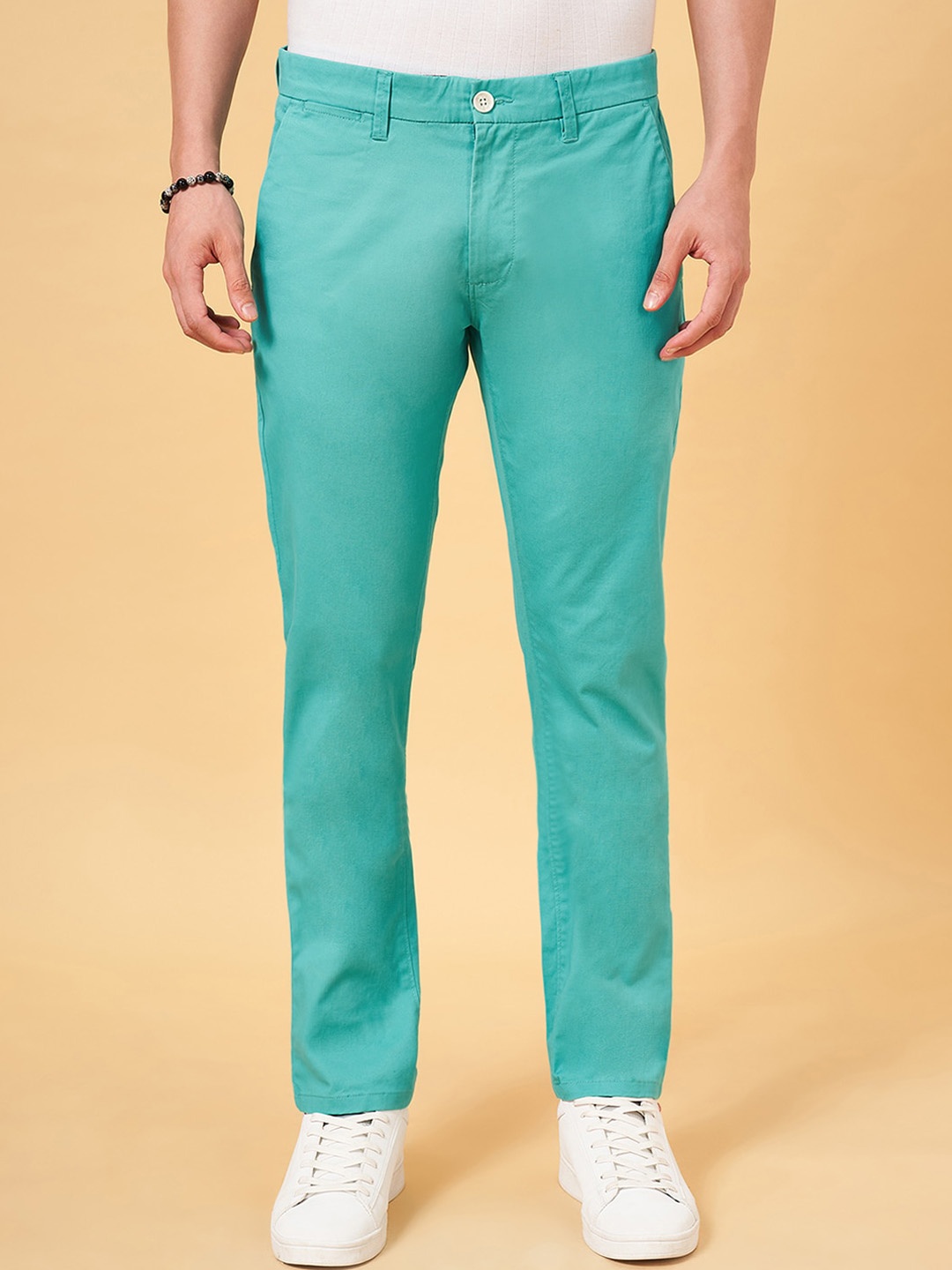 

BYFORD by Pantaloons Men Slim Fit Mid-Rise Chinos Trousers, Teal