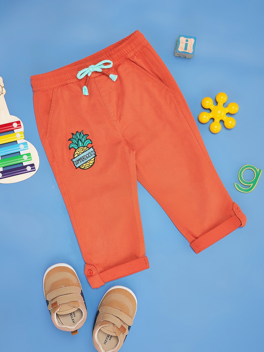 

Pantaloons Baby Boys Cotton Trousers, Rust