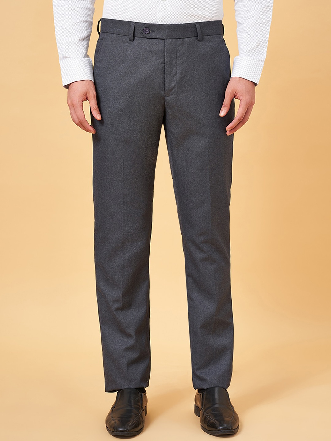 

Peregrine by Pantaloons Men Slim Fit Formal Trousers, Grey