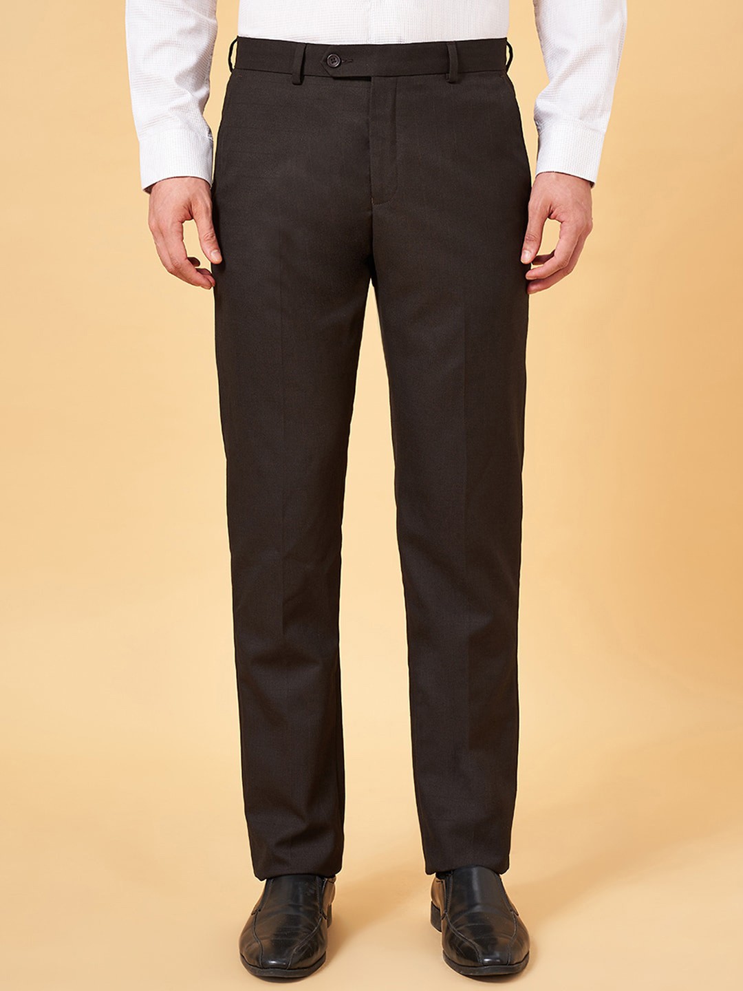 

Peregrine by Pantaloons Men Slim Fit Formal Trousers, Brown