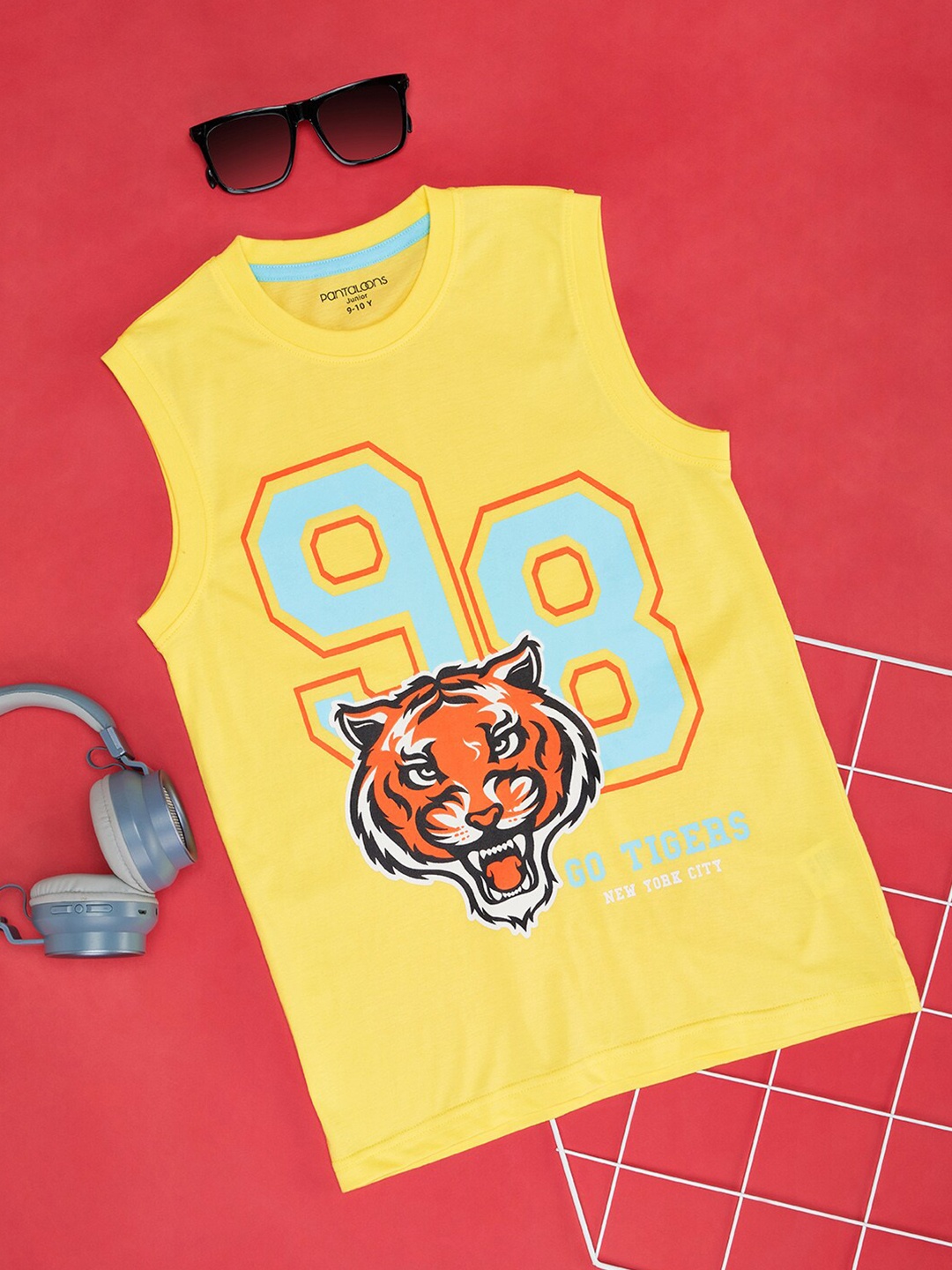 

Pantaloons Junior Boys Graphic Printed Round Neck Cotton T-shirt, Yellow