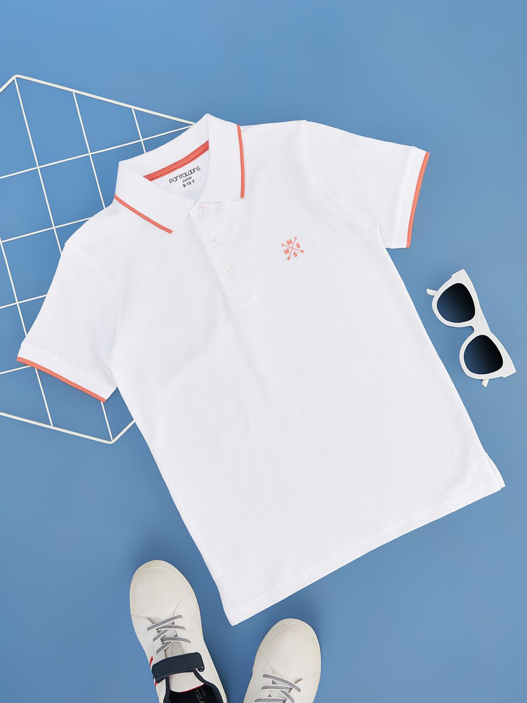 

Pantaloons Junior Boys Cotton Polo Collar Short Sleeves Applique Casual T-shirt, Blue