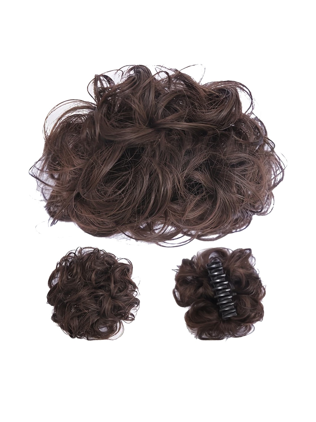 

CHRONEX Clip In Synthetic Messy Wavy Curly Hair Bun Scrunchy Extension, Black