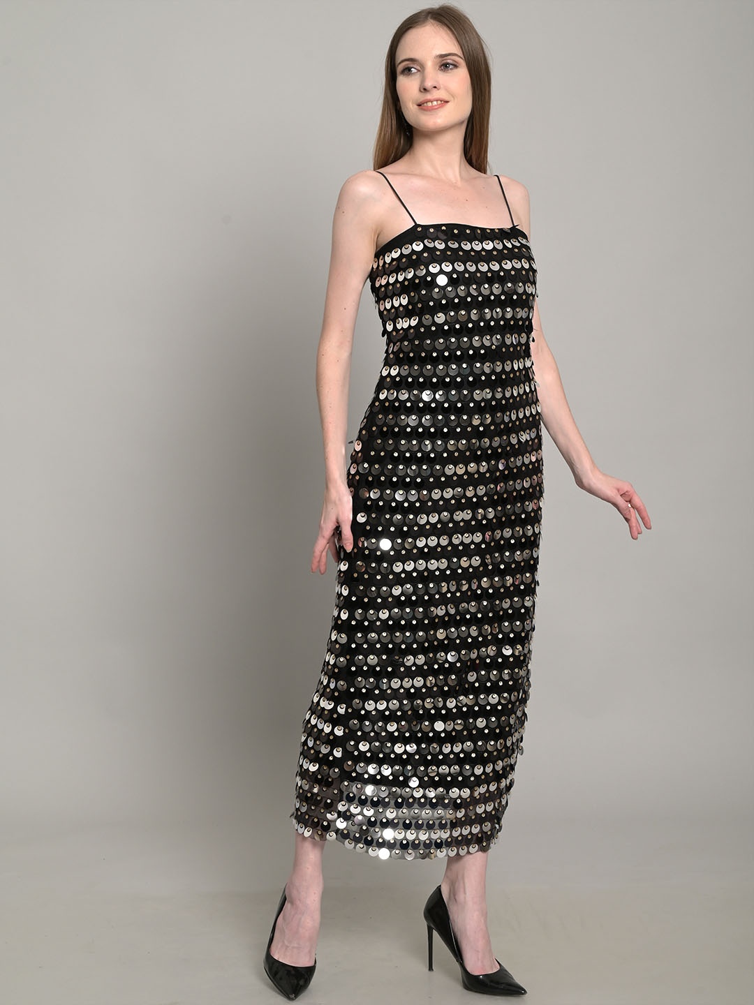 

GPLT-A BEAUTIFUL SOUL Sequin Party Maxi Dress, Black