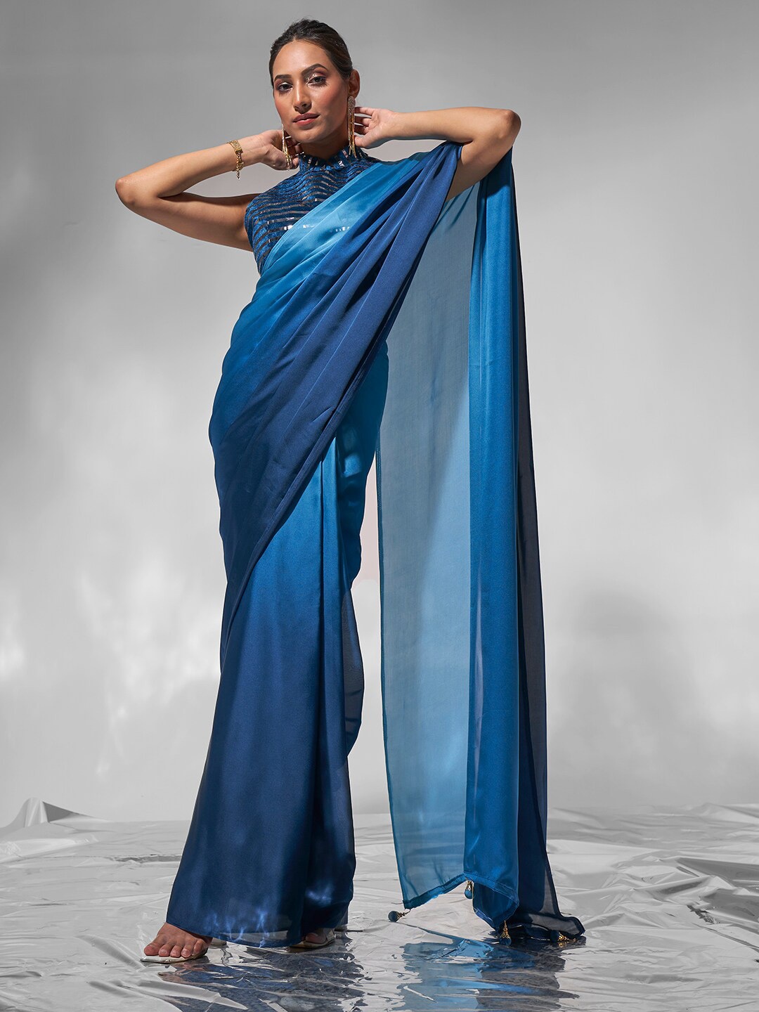 

modeva Ombre Dyed Ready to Wear Saree, Blue