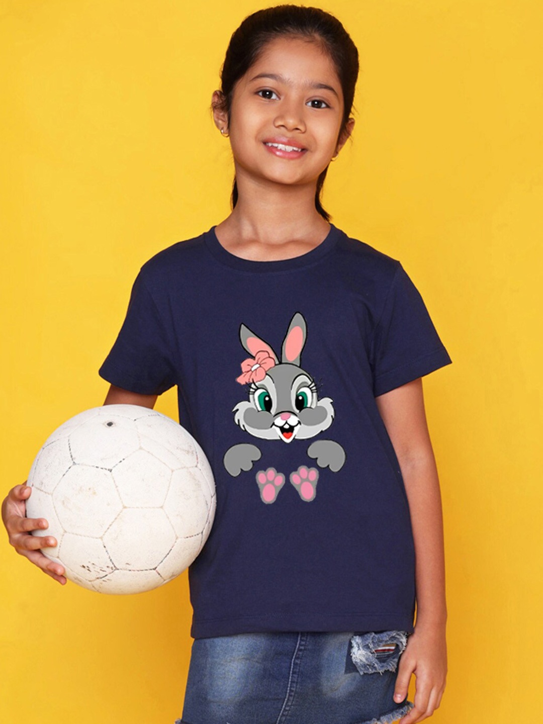 

NUSYL Girls Graphic Printed Round Neck Casual T-shirt, Blue