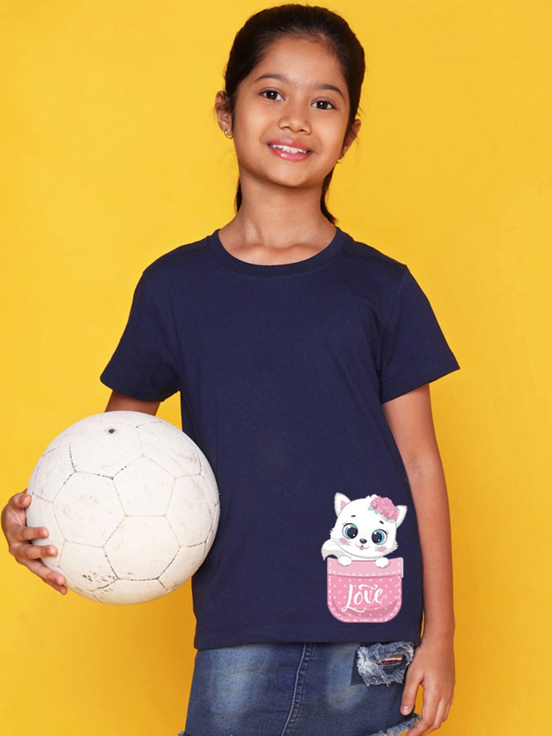 

NUSYL Girls Graphic Printed Cotton T-shirt, Blue