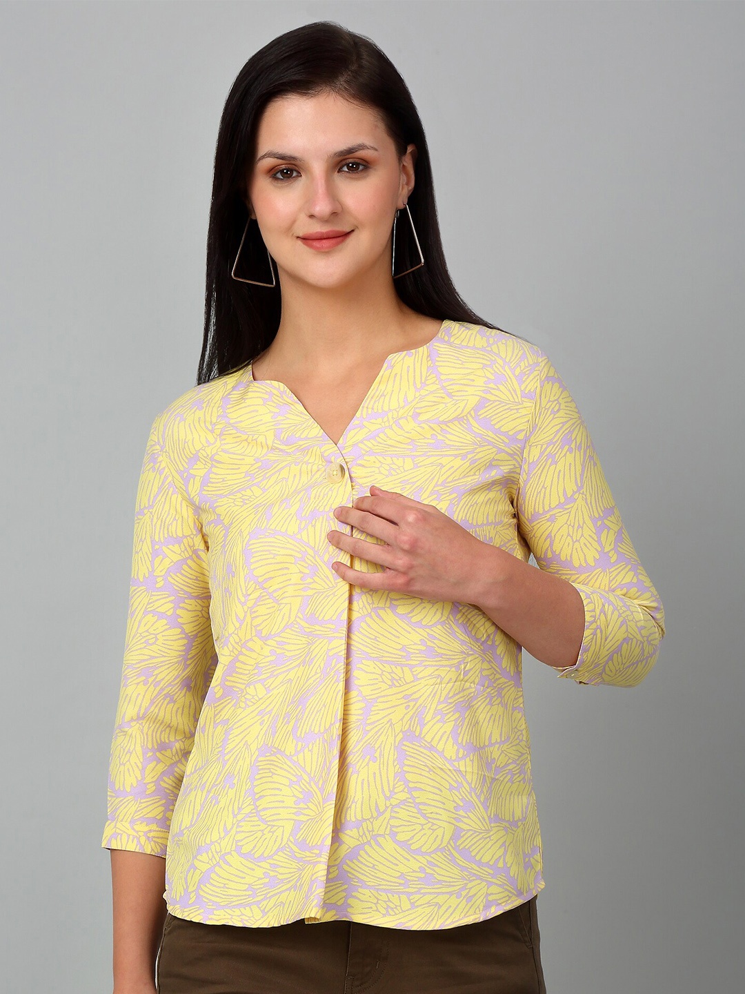 

Cantabil Floral Printed Top, Yellow