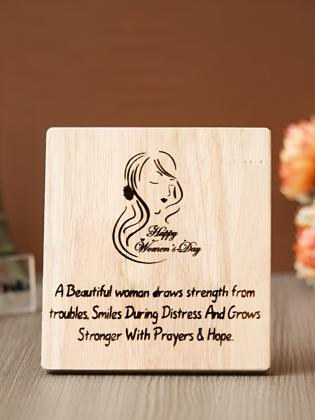 

eCraftIndia Brown Small A Beautiful Woman Draws Strength Wooden Figurine Showpiece