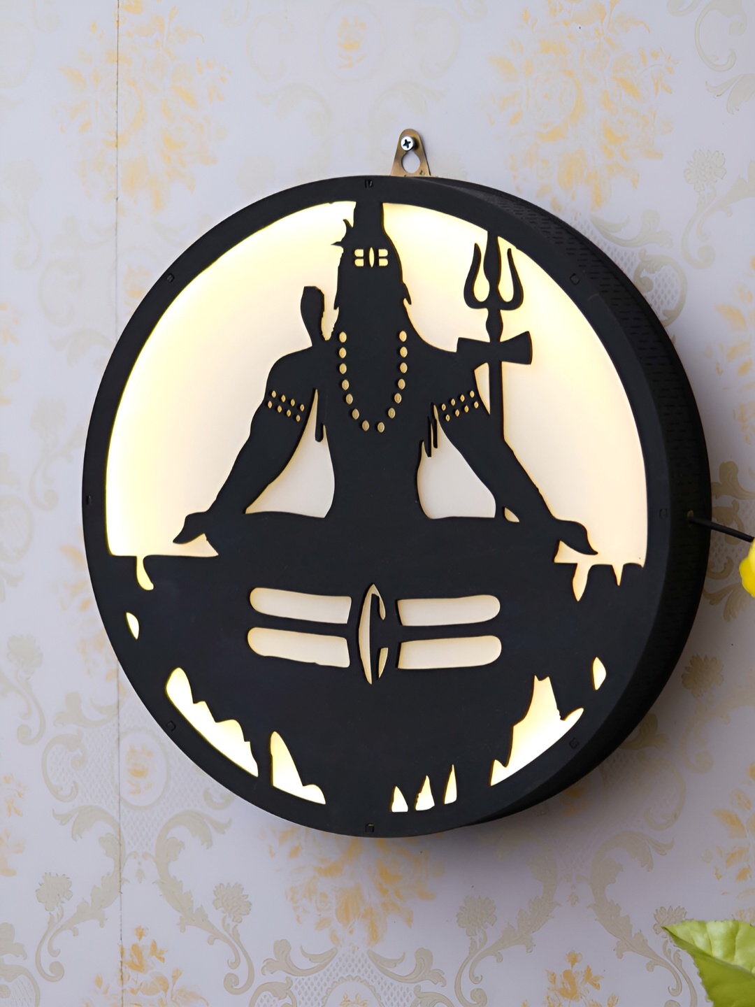 

eCraftIndia Black Lord Shiva Wooden Cutout LED Light Lamp Decorative Wall Hanging
