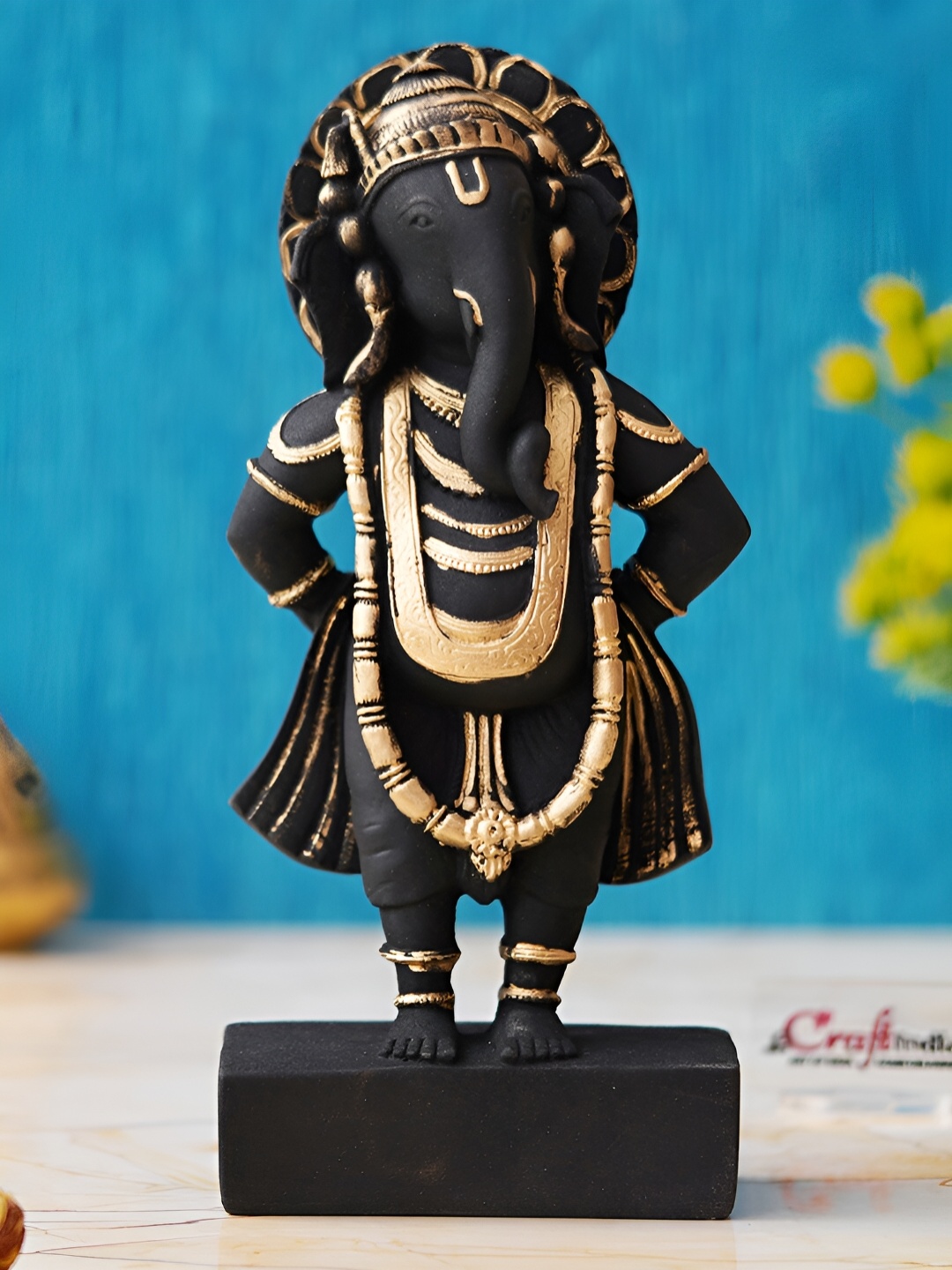 

eCraftIndia Black Medium Standing Lord Ganesha Statue Religious Idol Showpiece