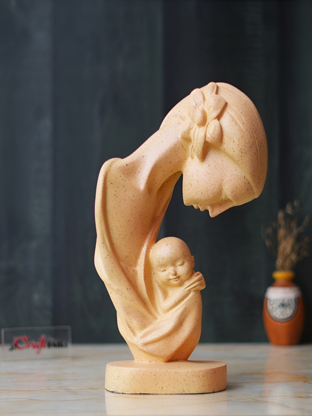 

eCraftIndia Off White Medium Mother with Child Sculpture Human Figurine Showpiece