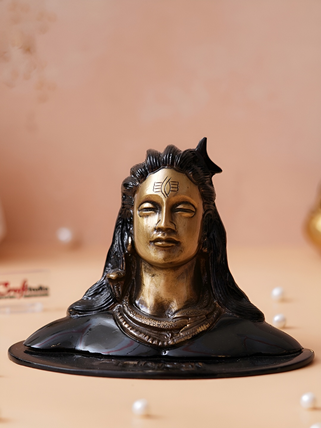 

eCraftIndia Gold-Toned Brass Lord Adiyogi Shiva Statue Religious Idol Showpiece