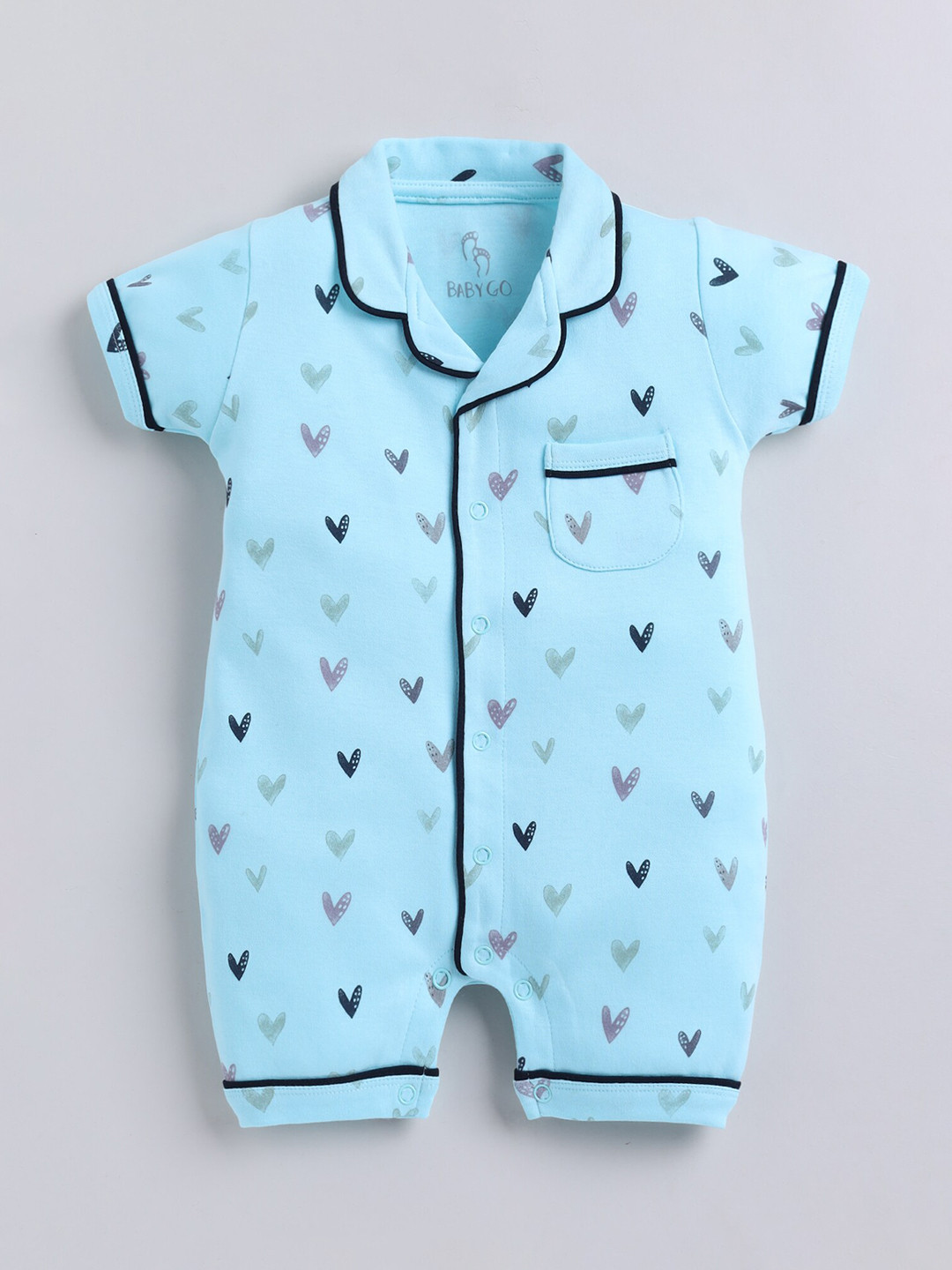 

BABY GO Infants Printed Pure Cotton Rompers, Blue