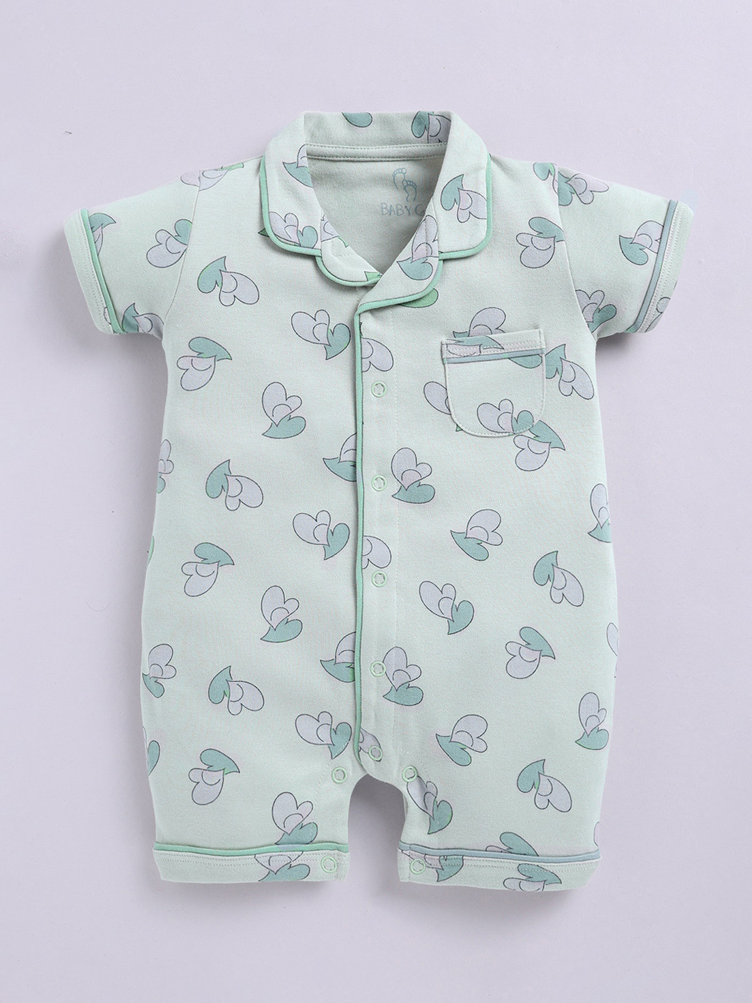 

BABY GO Infants Printed Pure Cotton Rompers, Green