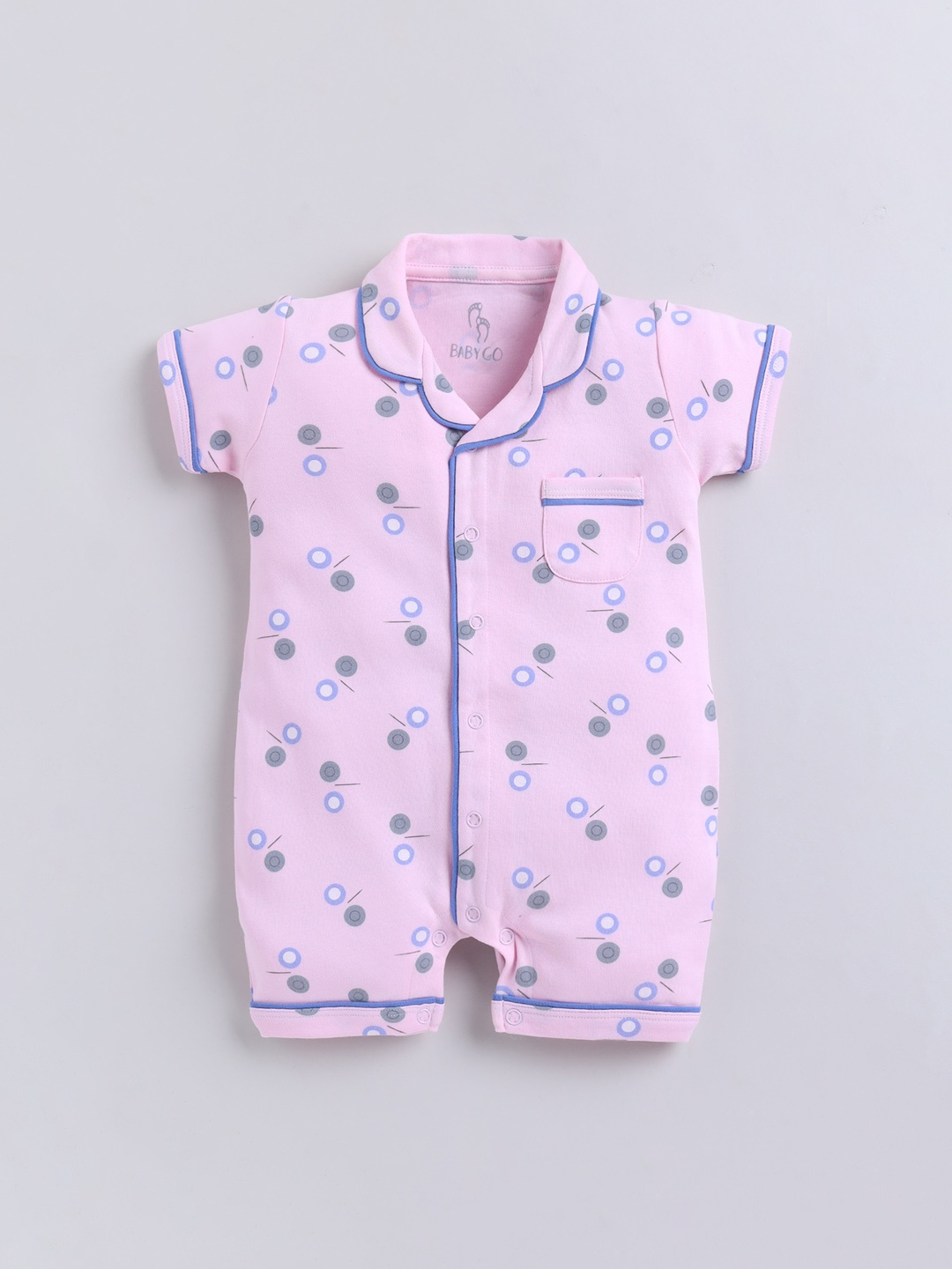

BABY GO Infants Printed Pure Cotton Rompers, Pink