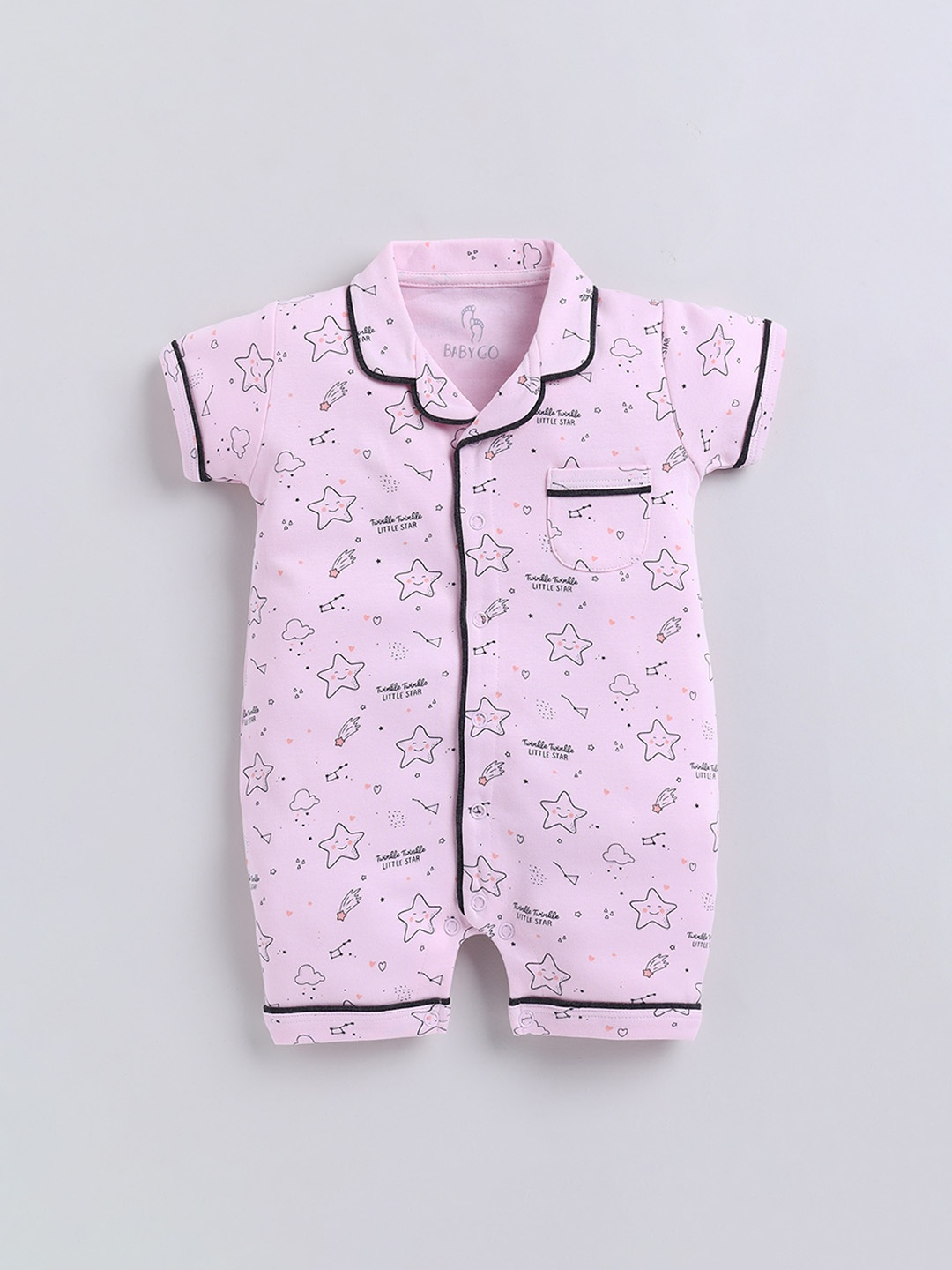 

BABY GO Infants Printed Pure Cotton Rompers, Pink