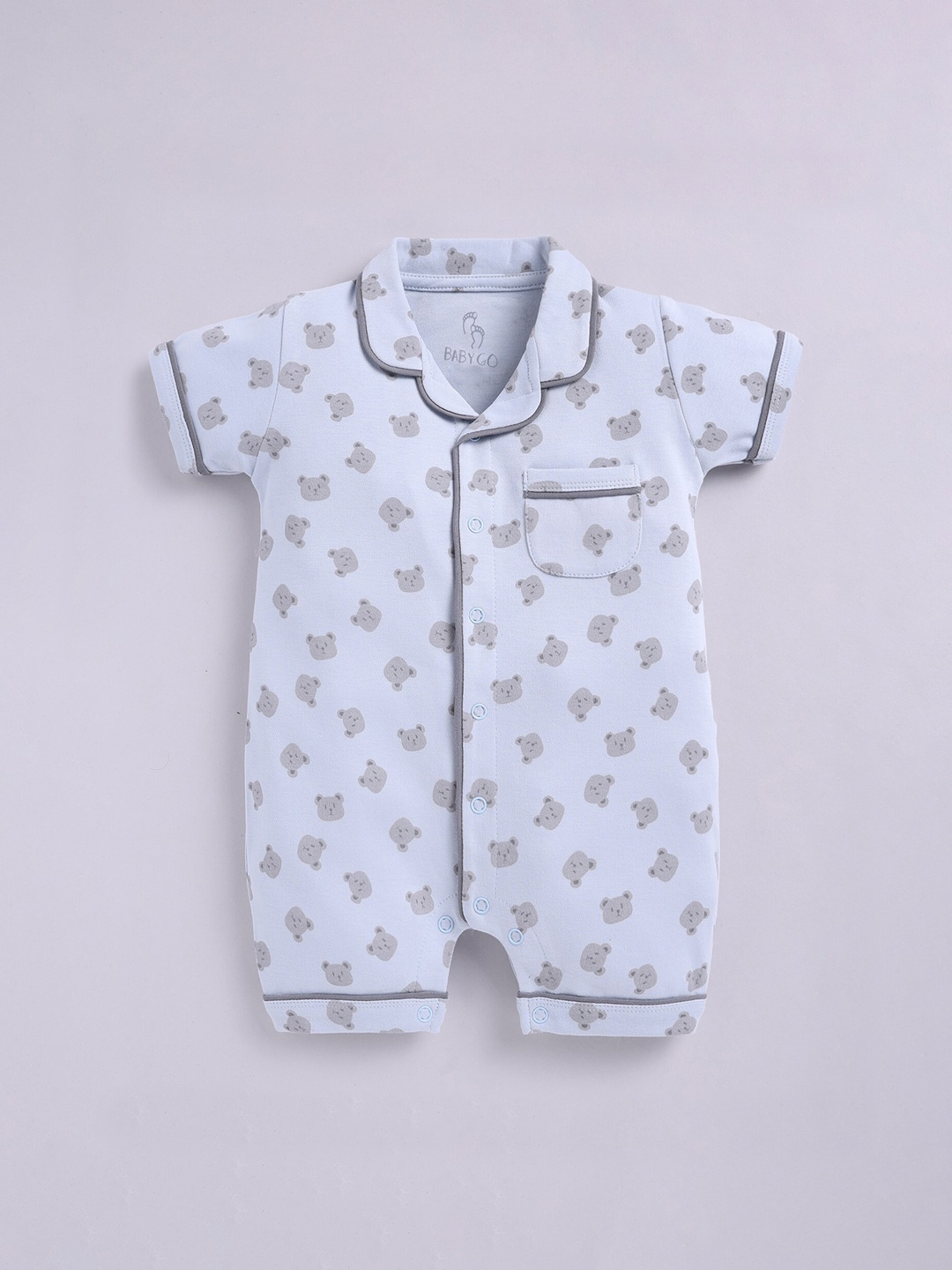 

BABY GO Infants Printed Pure Cotton Rompers, Blue
