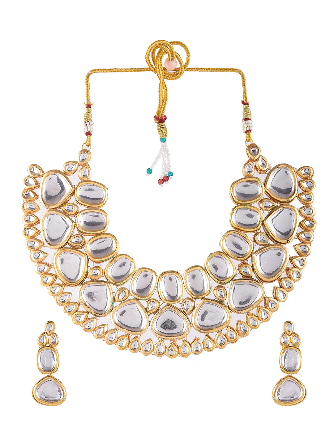 

Silvermerc Designs Gold-Plated Kundan-Studded Choker Necklace & Earrings