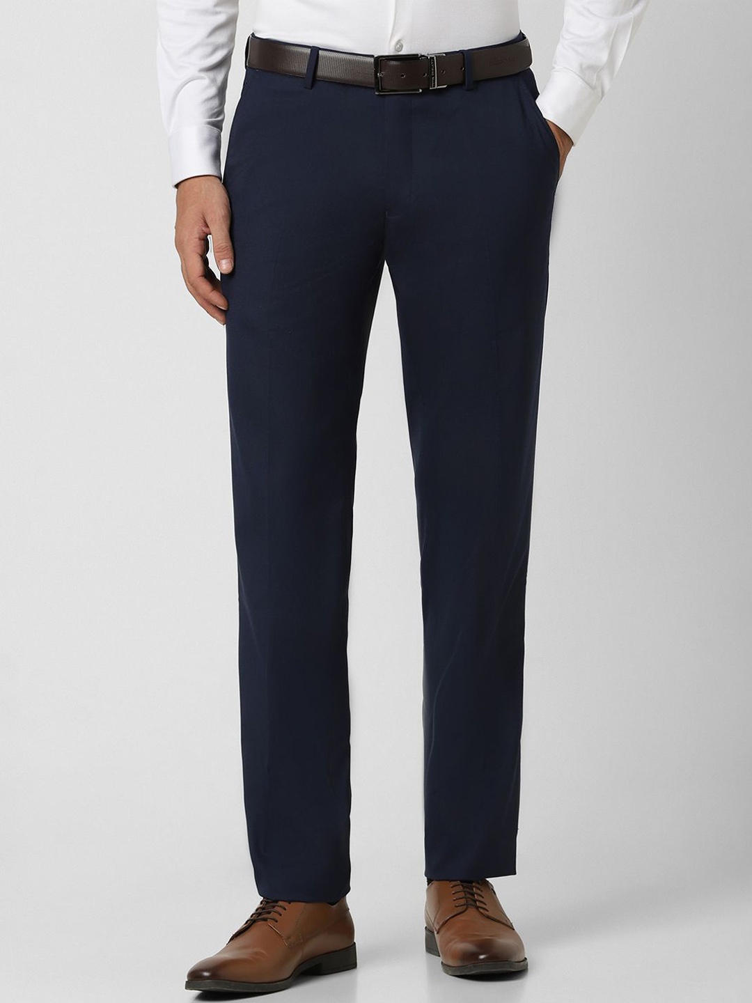 

Peter England Men Slim Fit Formal Trousers, Navy blue