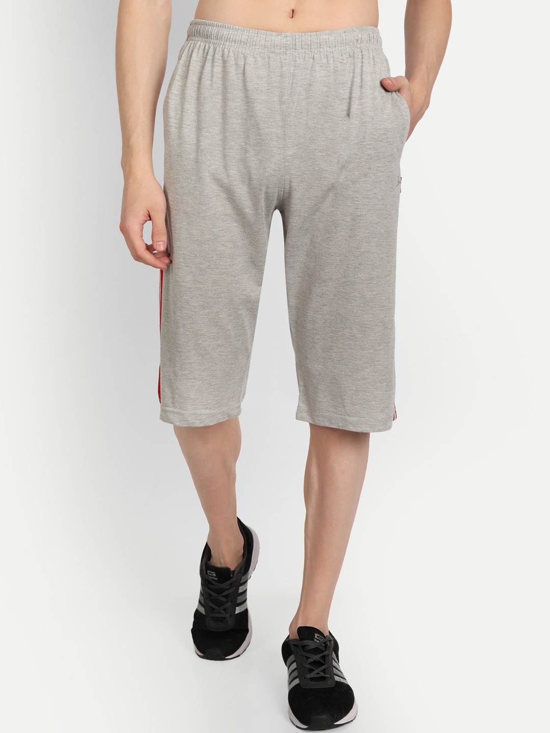ZEFFIT Men Mid-Rise Cotton Outdoor Knee Length Shorts, Grey